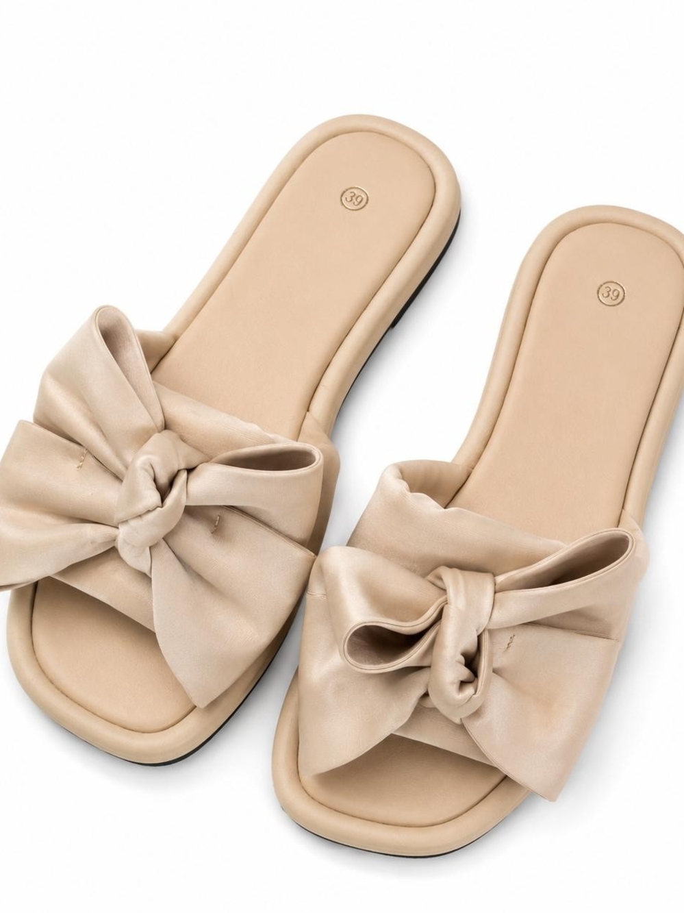 Aurelia Nude Bow Slide Sandals for Women